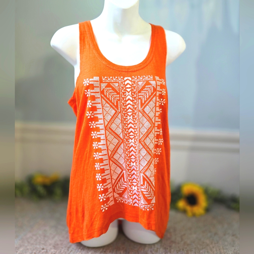 Rebecca Mincoff orange tank | embroidered motif | size XS